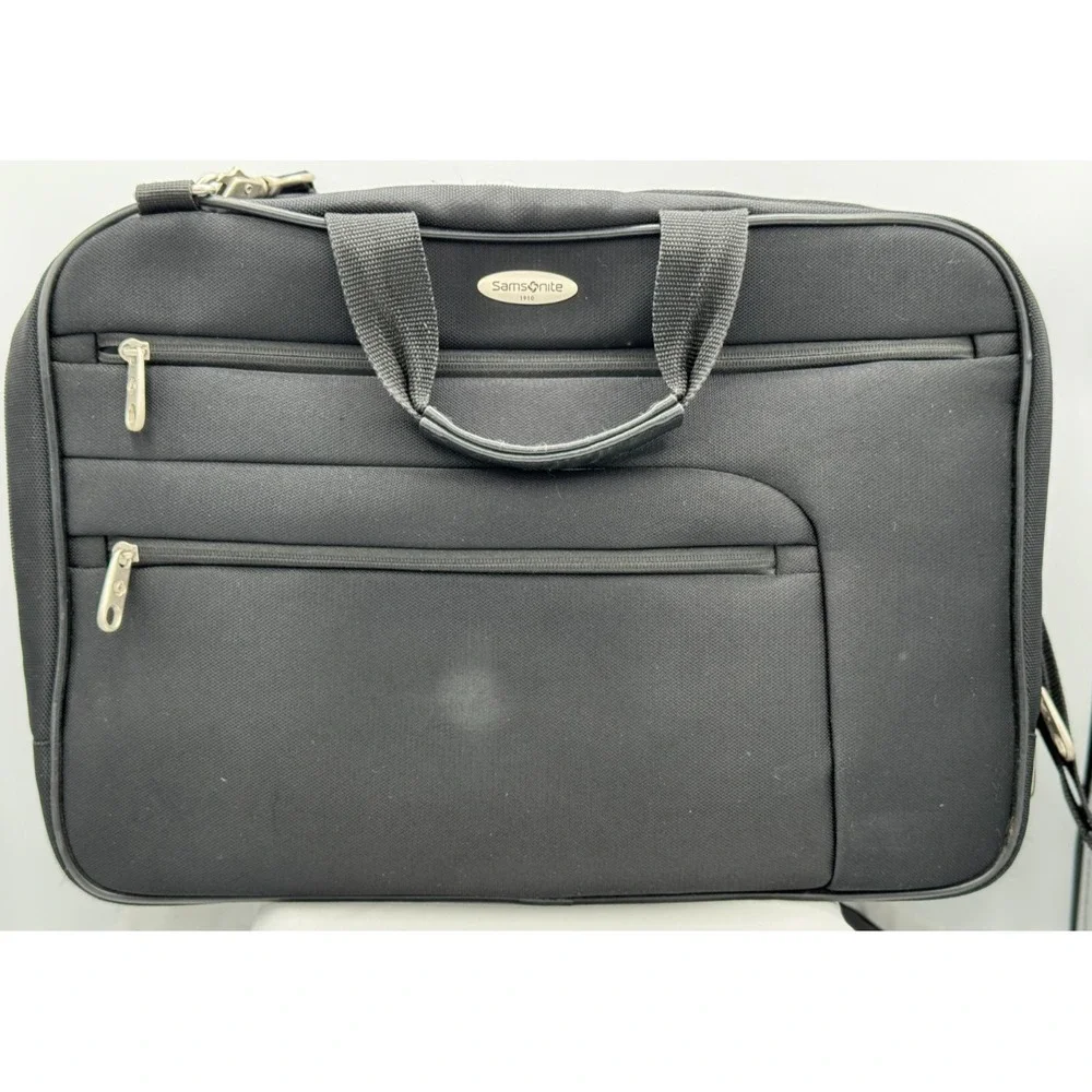 Samsonite Black 1910 Padded Nylon Laptop Briefcase W/Detachable Shoulder Strap